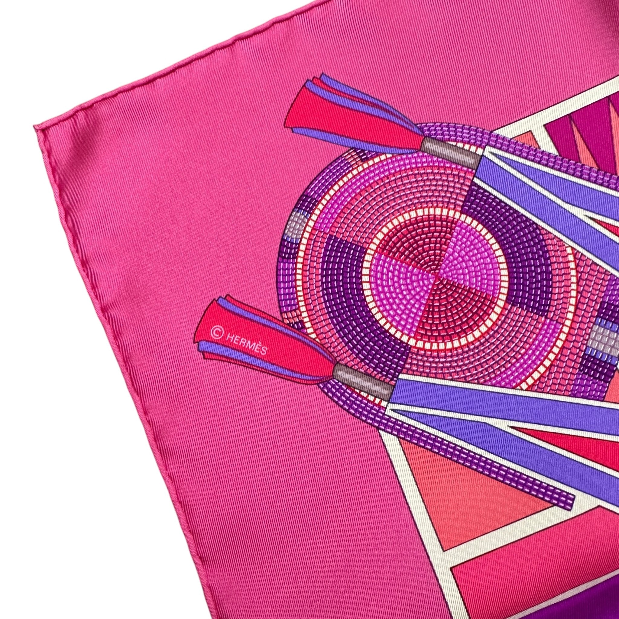 foulard hermes art indien des plaines rose logo copyright