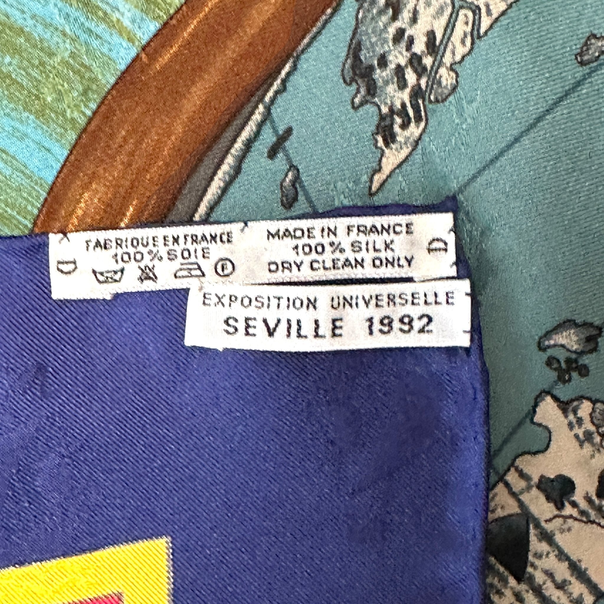 foulard hermes christophe colomb etiquette edition speciale seville 1992