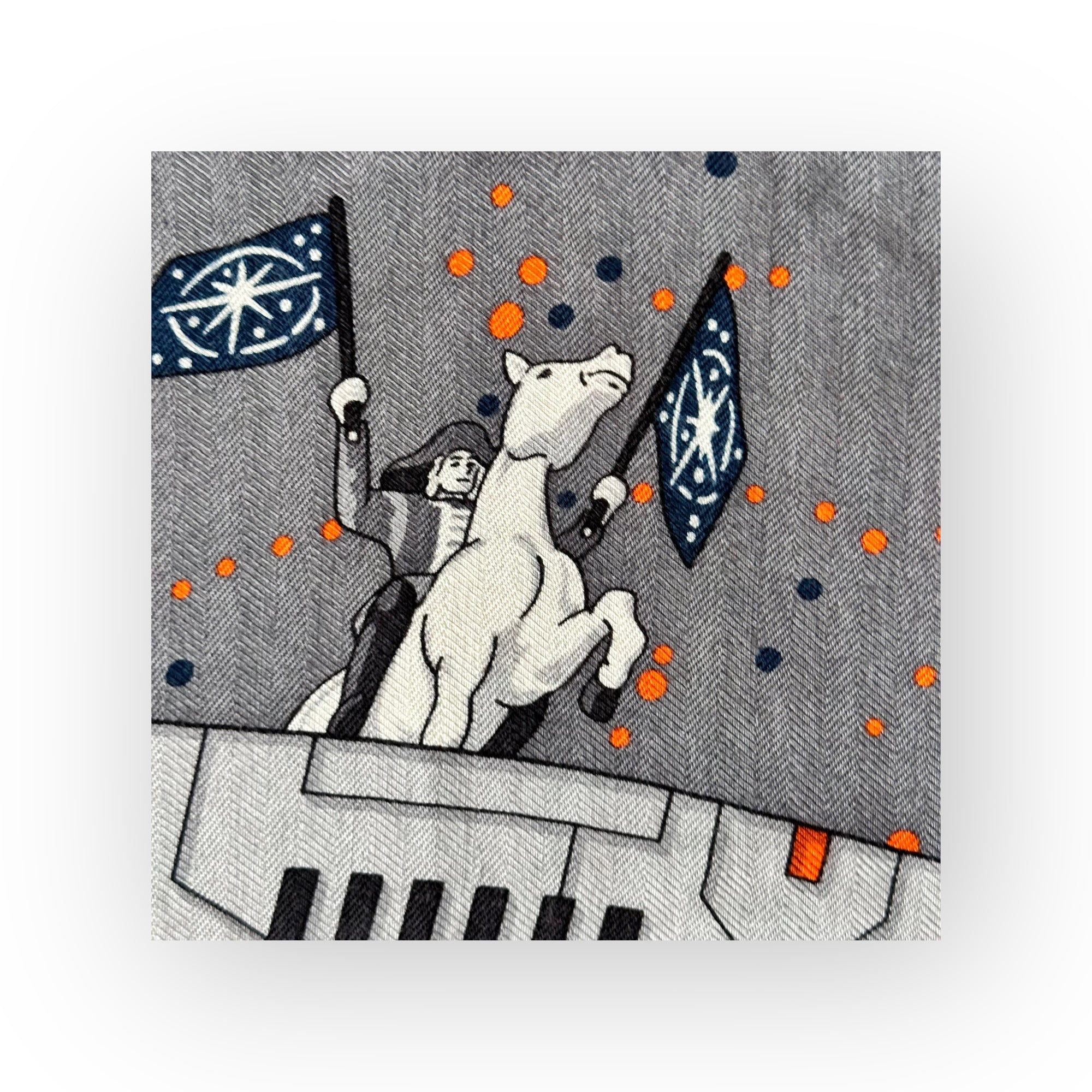 HERMES ODYSSEY BY DAISKE NOMURA - HERMES CASHMERE AND SILK SCARF - GRAY