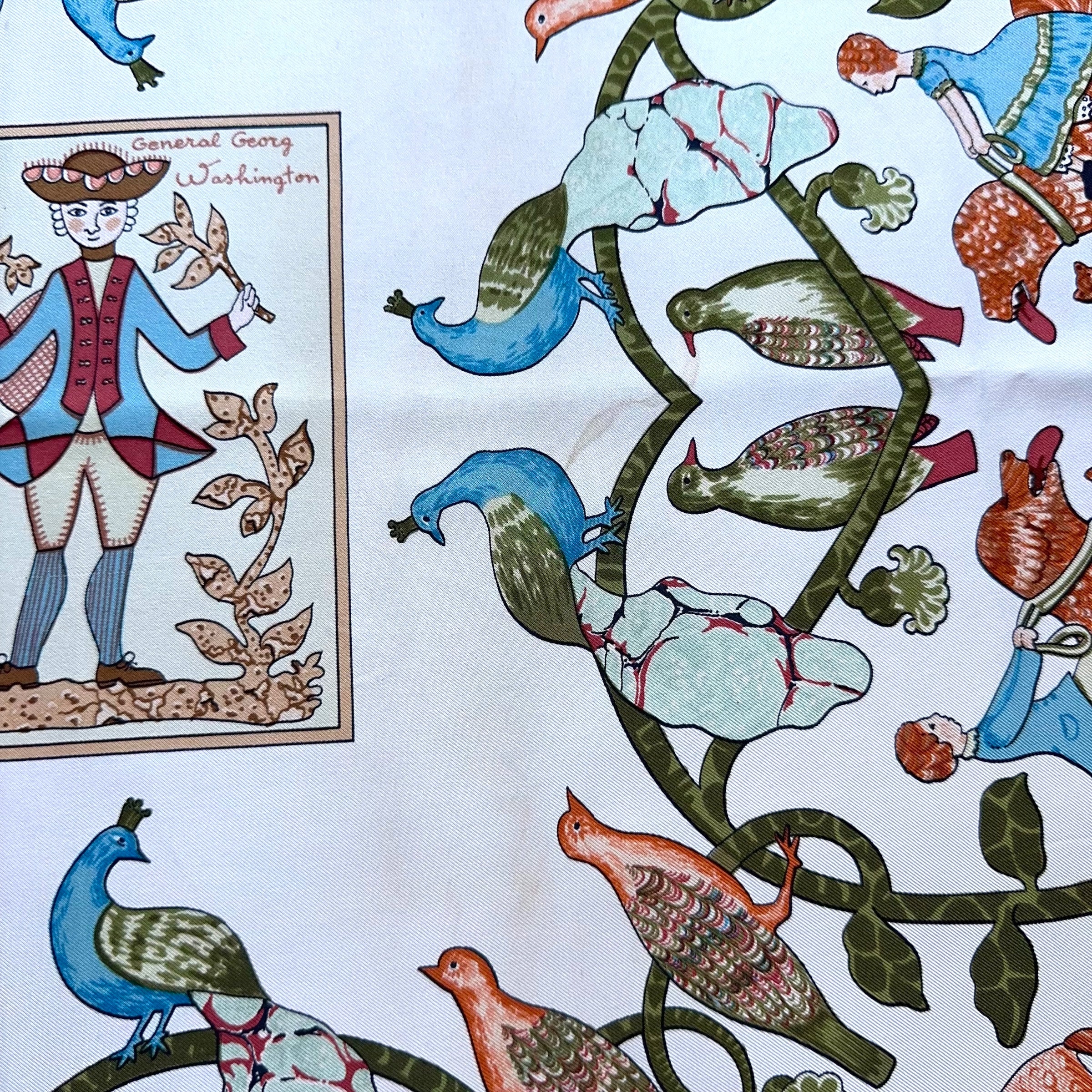 Carré Hermès 90 cm – Early America – F. de la Perrière (1981)